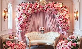 Quinceanera ball room green and purple with pink roses and gold_edited.jpg