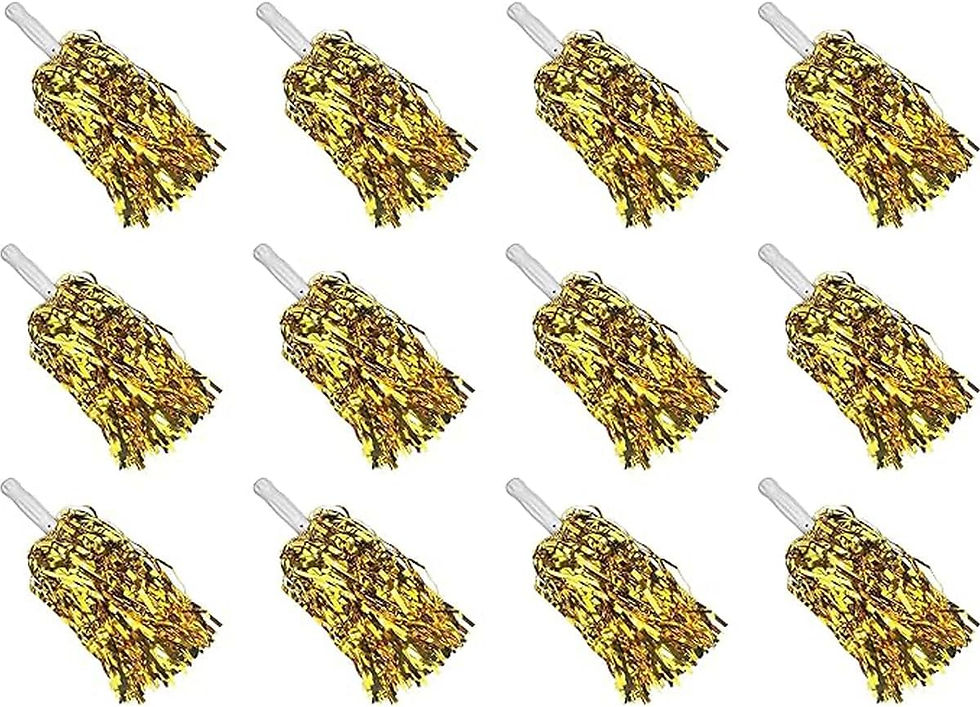 Thumbnail: 12PCS Cheerleading Pom Poms Metallic Foil Cheer Pom Poms with Baton Handle for 