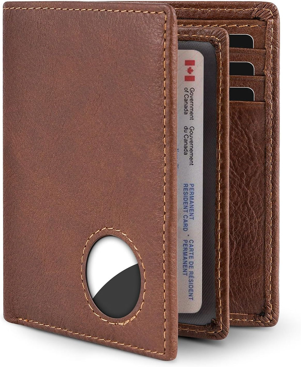 Thumbnail: Swallowmall Airtag Wallet Mens Genuine Leather RFID Blocking Bifold Wallet with