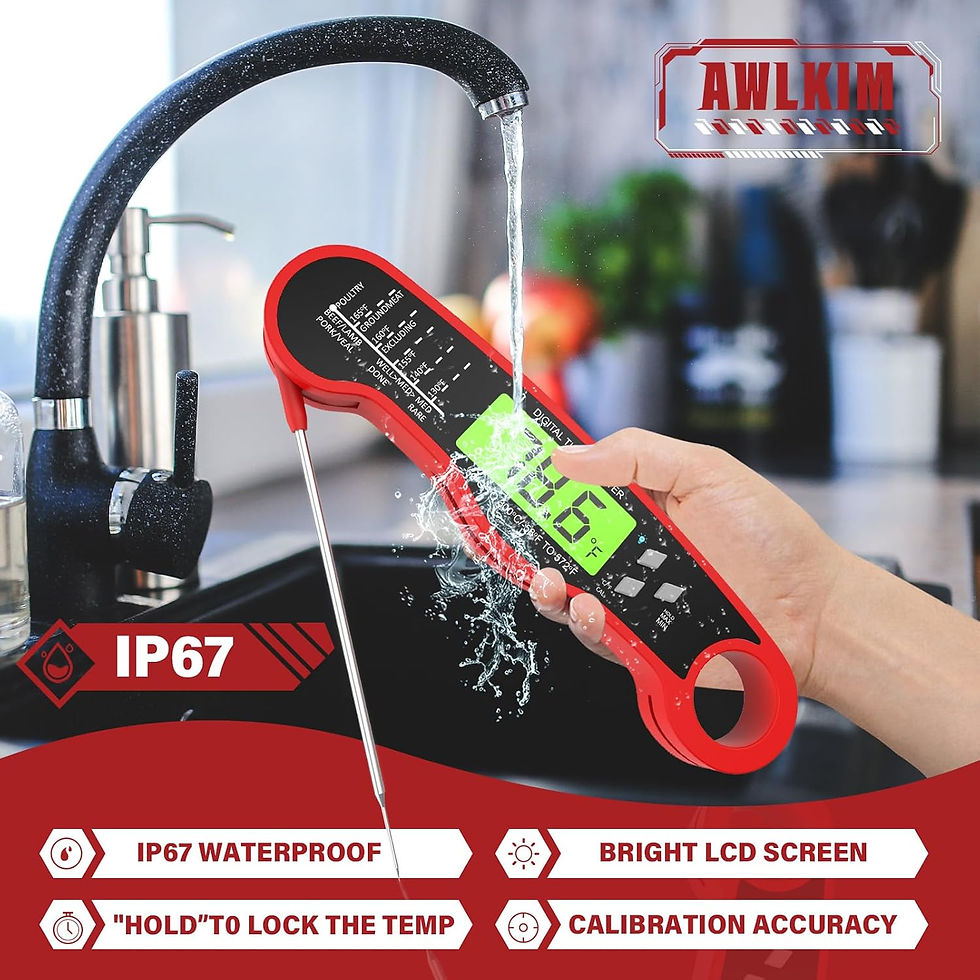 Thumbnail: Instant Read Meat Thermometer Digital - Waterproof Food Thermometer with Backli