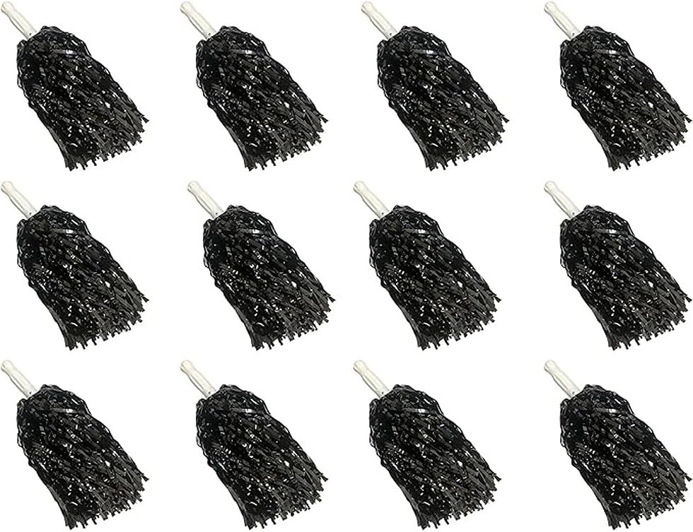Thumbnail: 12PCS Cheerleading Pom Poms Metallic Foil Cheer Pom Poms with Baton Handle for 