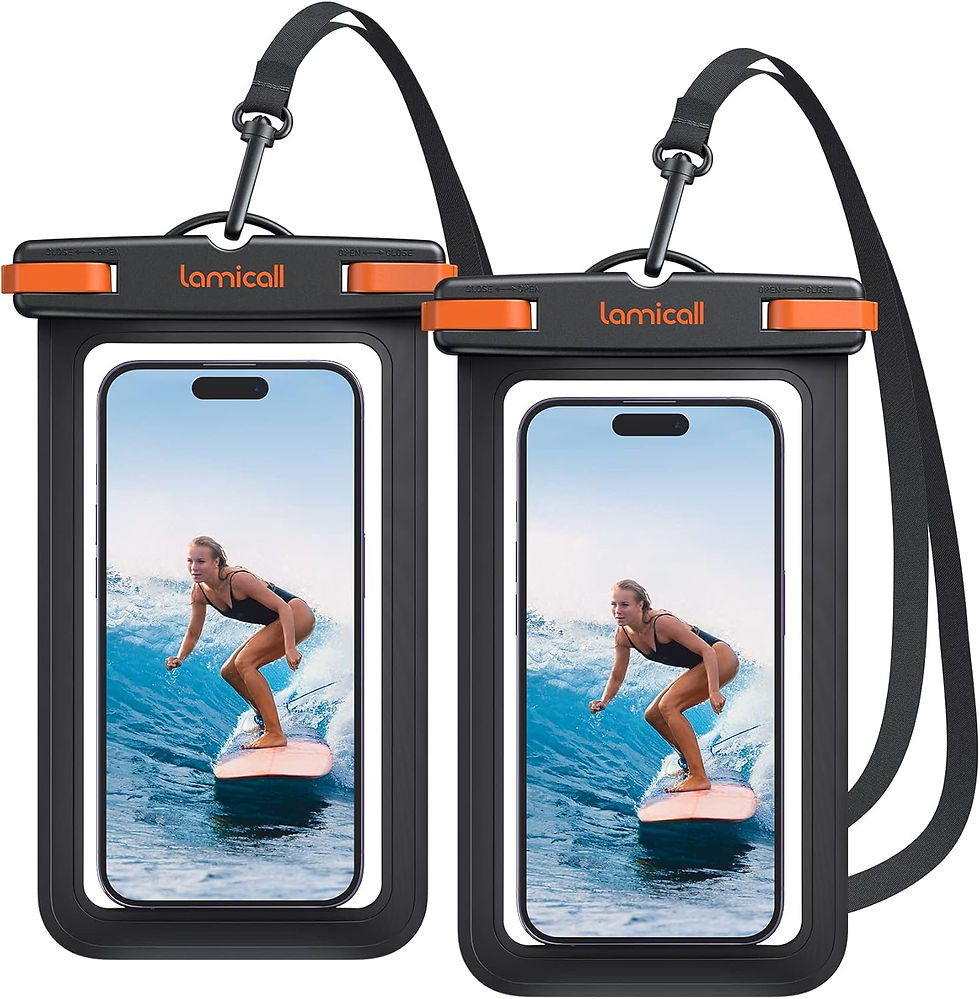 Thumbnail: Lamicall Waterproof Phone Pouch Dry Bag with Lanyard - 2 Pack IPX8 [Easy Lock &