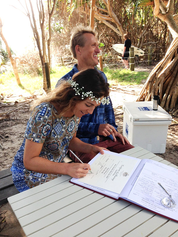 Kirsty Laing Civil Marriage Celebrant - Heart N Soul Ceremonies - Broken Head sunrise surfing wedding ceremony