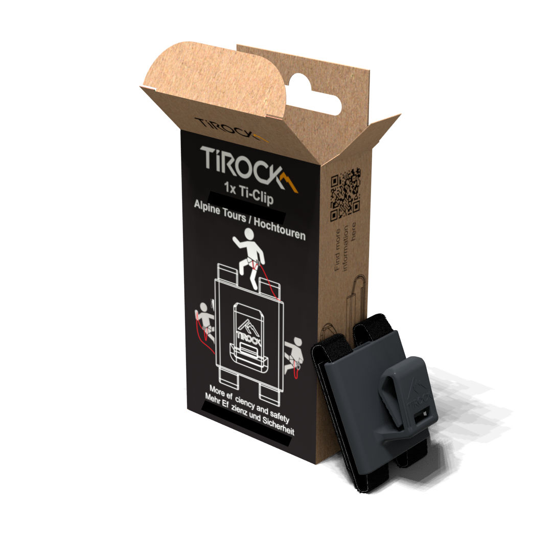 1x Ti-Clip (anthrazit; für Hochtouren) - Sicherer Seilverlauf am Gletscher