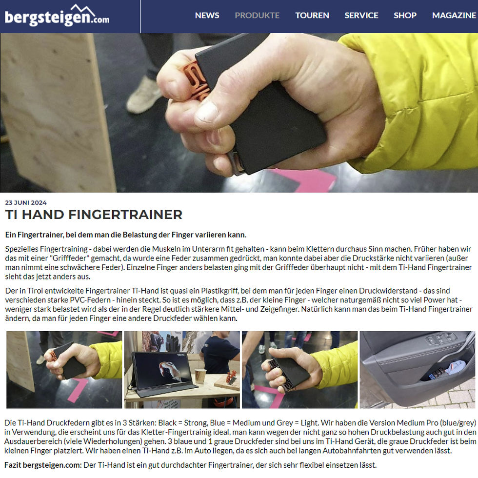 bergsteigen.com testet den Ti-Hand Fingertrainer