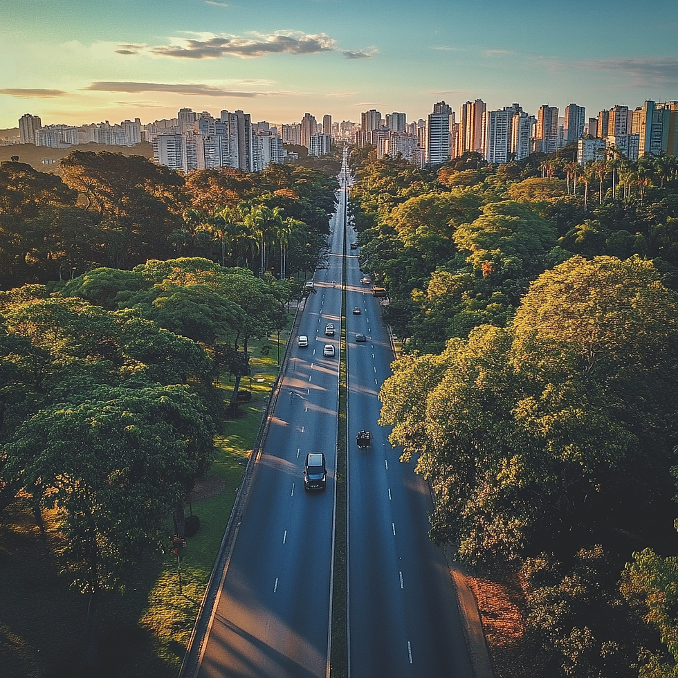 Imagem de uma estrada que simboliza o caminho para o teu sucesso financeiro, cheia de obstáculos que representam desafios comuns, mostrando a importância da tua mentalidade de crescimento para os superar.