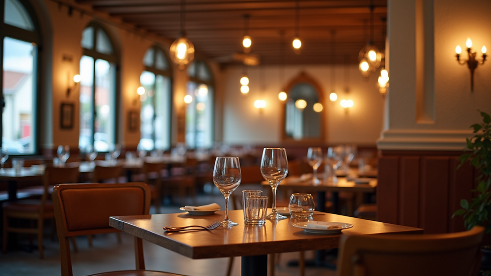 Vue intérieure chaleureuse d’un bistrot halal à Caen