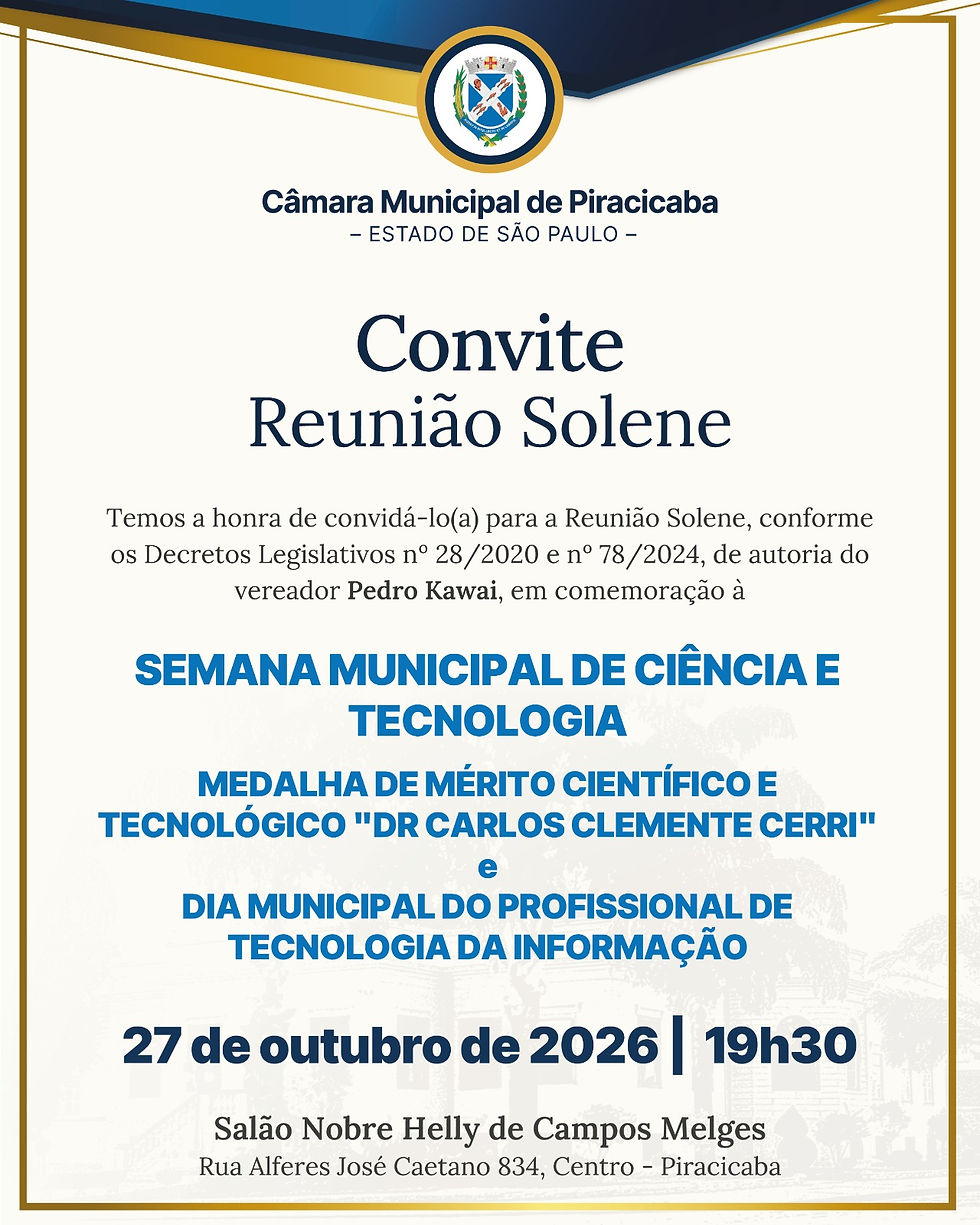 Convite Reunião Solene - Semana Municipal de Ciência e Tecnologia