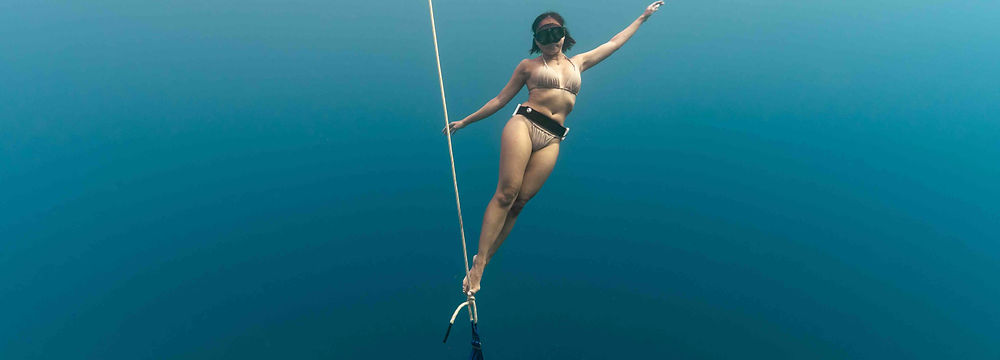 underwater freediving photoshoot woman model