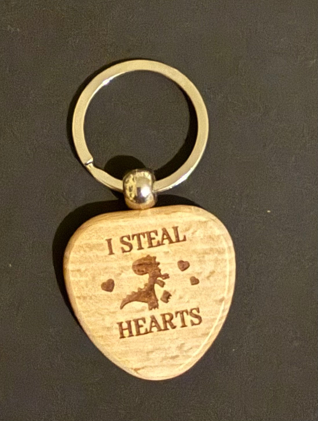 Personalised engraved wooden heart keyring