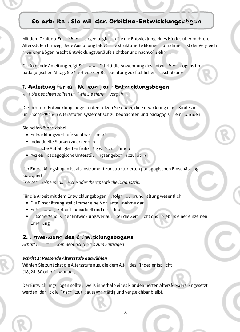 Miniaturbild: Nachbestellset - Beobachtungs- und Entwicklungsbögen für die frühe Kindheit U3