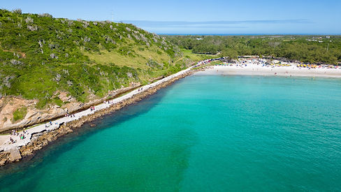 Praia do Pontal in Arraial do Cabo, Rio de Janeiro, Brazil. Beach with trees, calm and pea