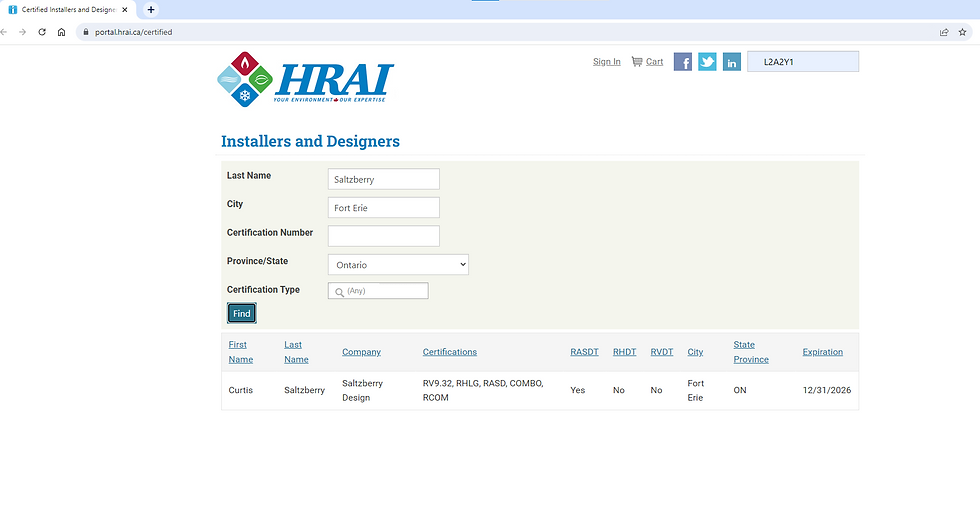 Saltzberry Design is HRAI Certified