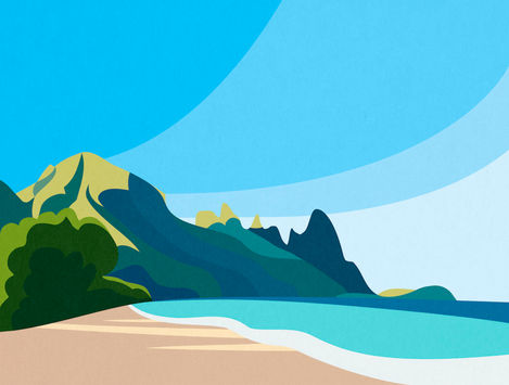 minimalistic and abstract art of makana mountains on the napali coast in kauai