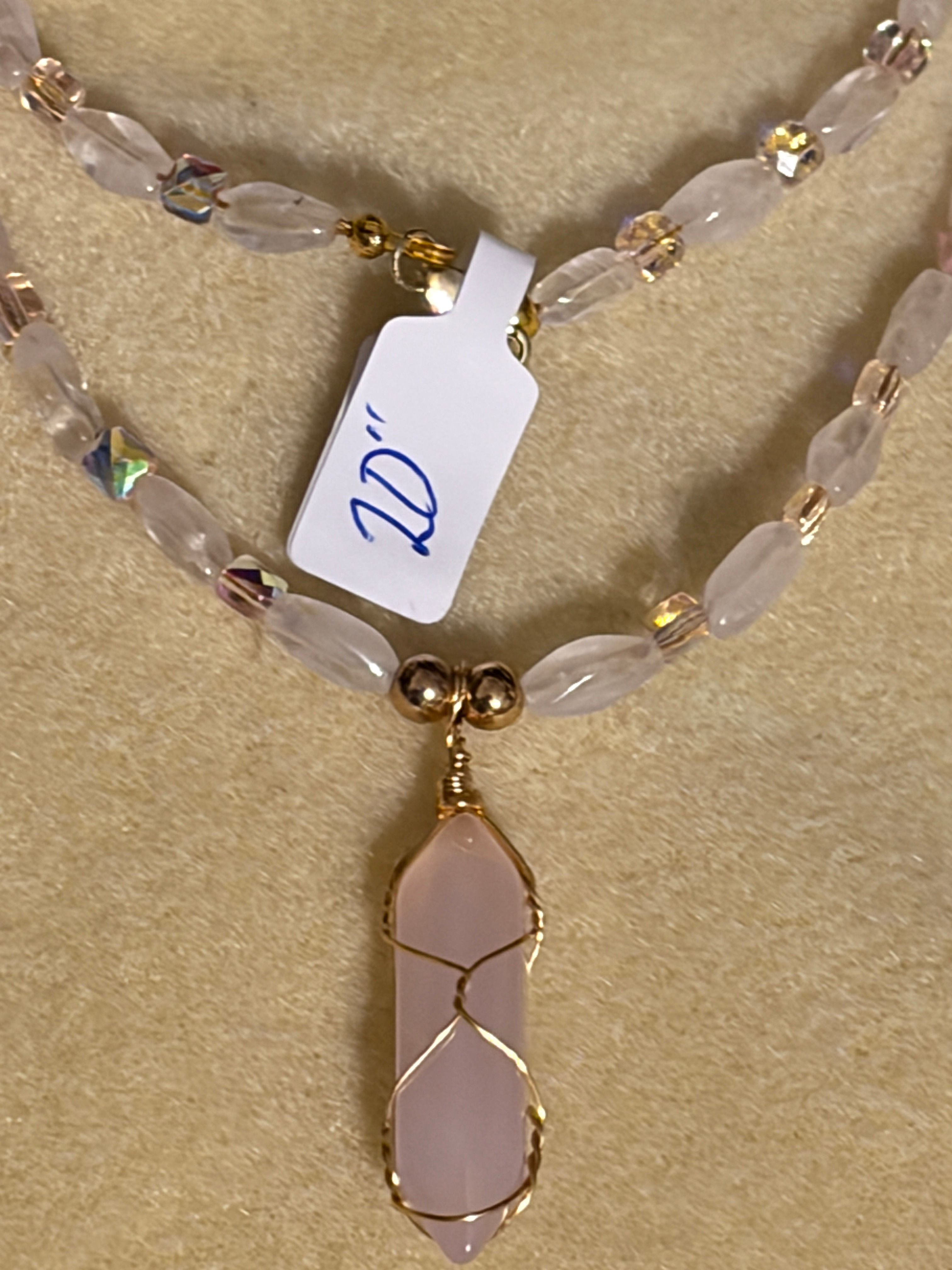Pink drop necklace