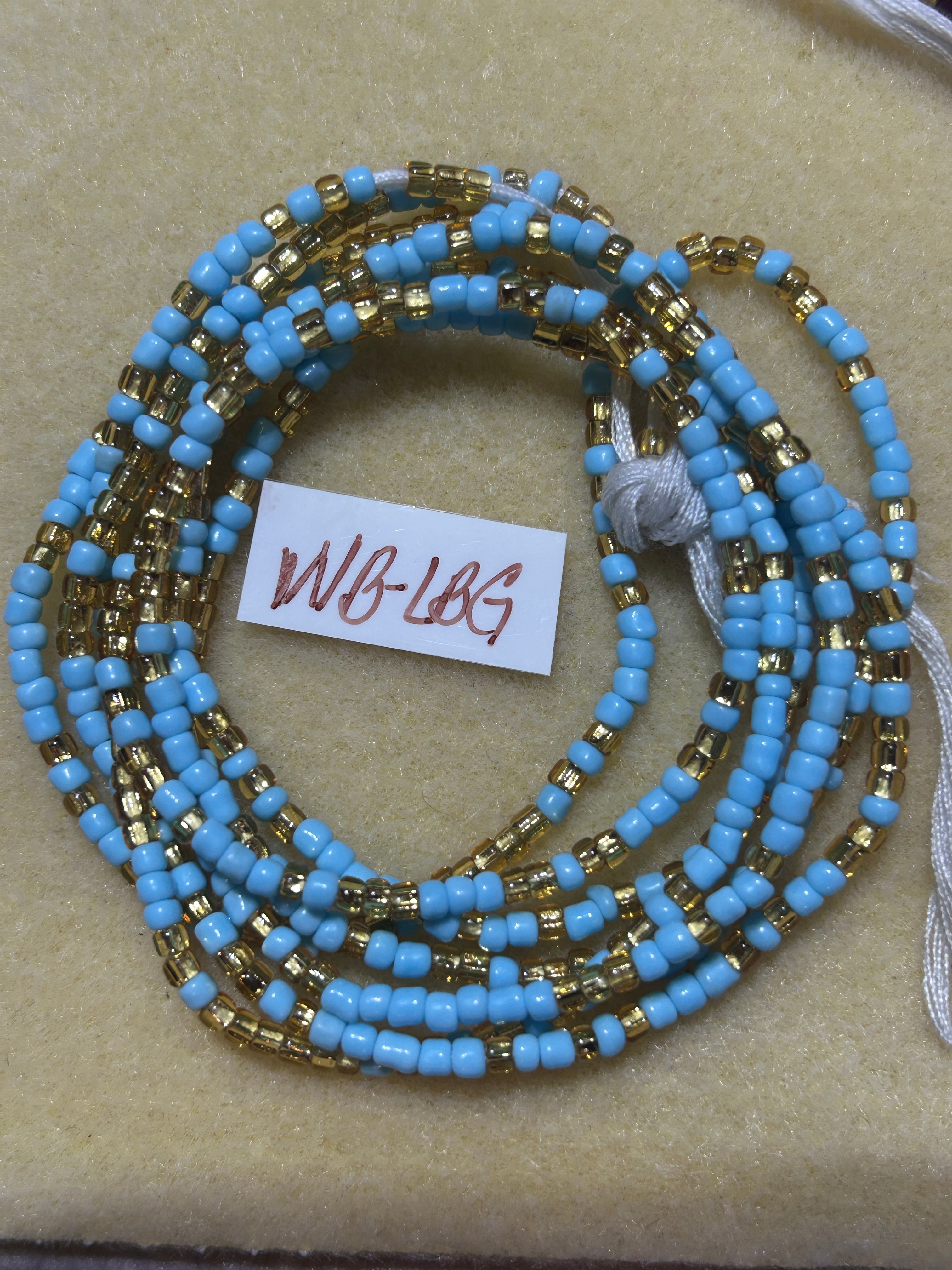 Waist beads LGTBlue & gold