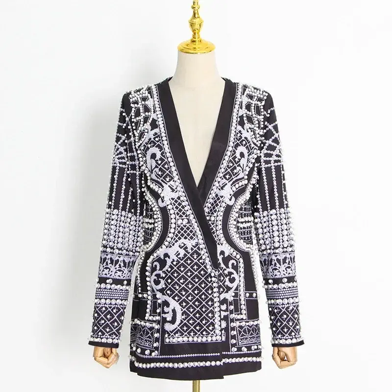Thumbnail: Blazers Women Mid Length Coats Blazer Slim Fit Sexy Suits v Neck Full Sleeve