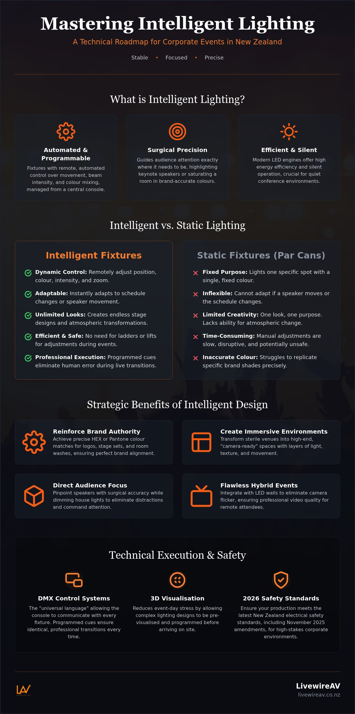 Intelligent lighting for corporate events NZ