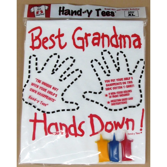 Thumbnail: Best Grandma or Grandpa Handi Print Tee Shirt with Three Acrylic paints