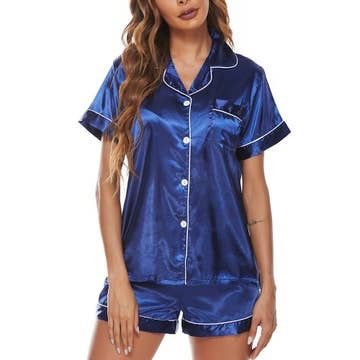 Thumbnail: Edward Satin Pajamas Set Loungewear Button-Down Pj Sets