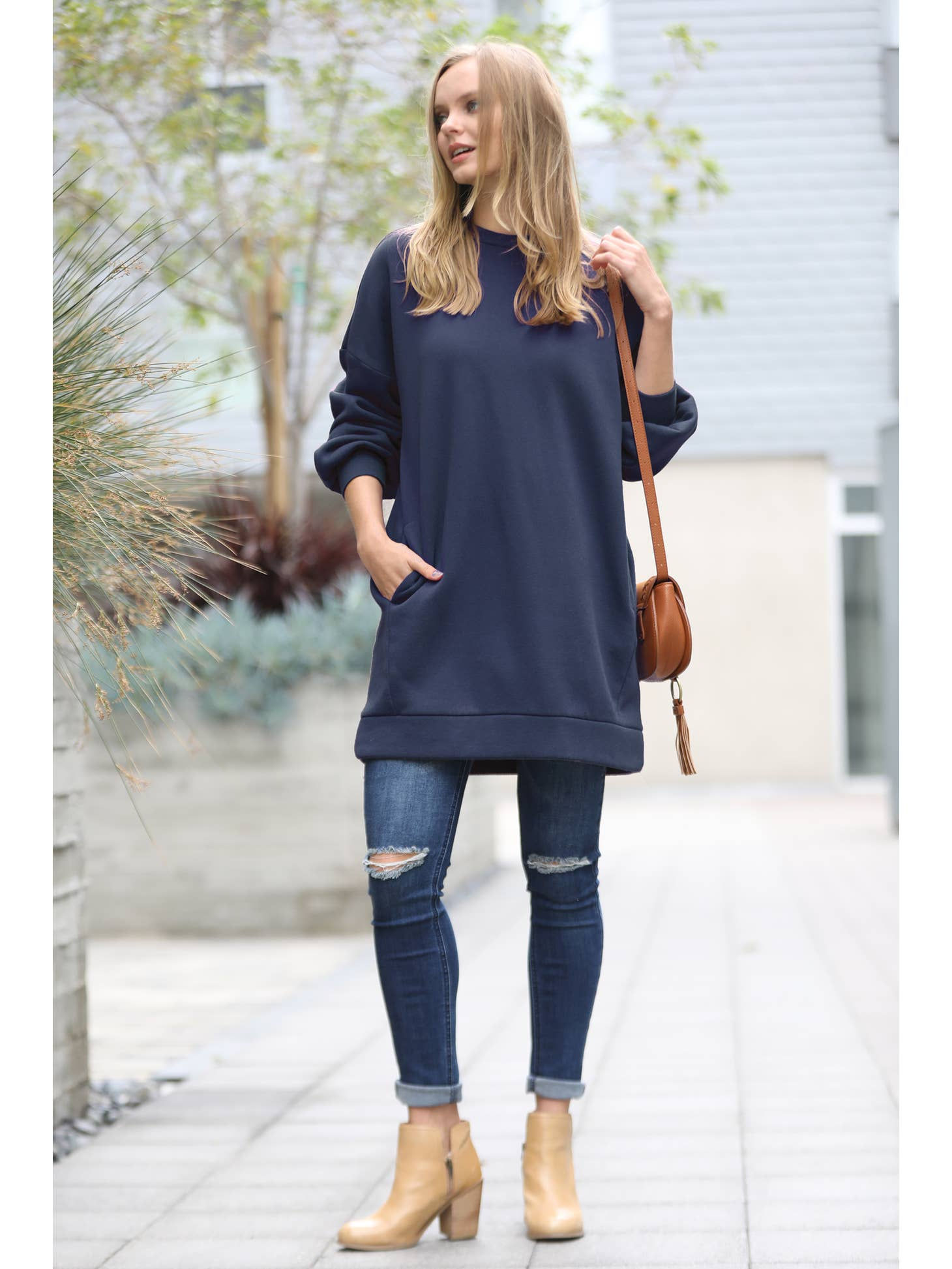 Logan Tunic sweatshirt dress with pockets