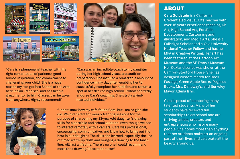 Cara Goldstein is a California Credentialed Visual Arts Teacher with over 15 years experie