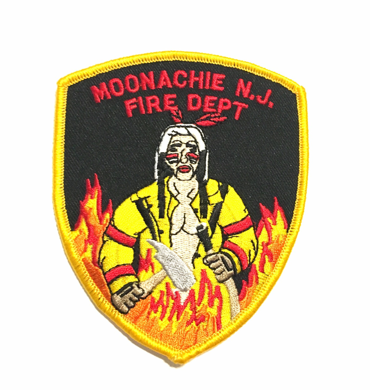 MOONACHIE JERSEY FIRE RESCUE PATCH- YELLOW RIM