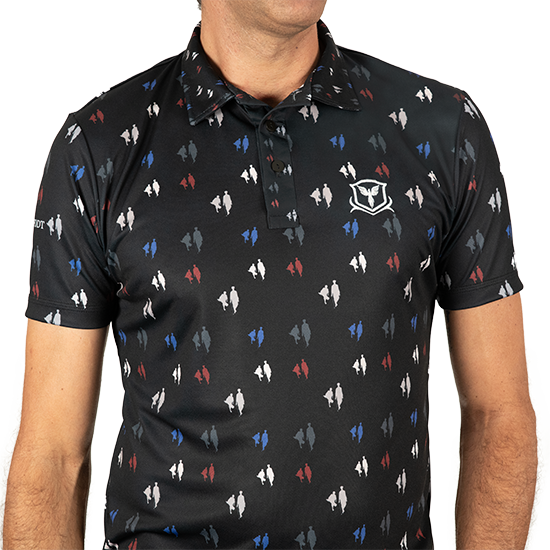 Miniatura: Francis Ouimet 1913 Black polo de golf para hombre