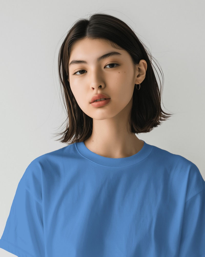 Thumbnail: Sky blue Plain oversize t-shirt for men & women