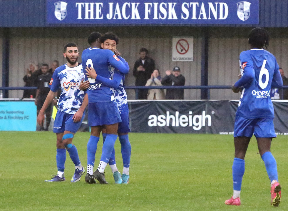 Ruben Carvalho celebrates during the 6-2 win over Canvey Island