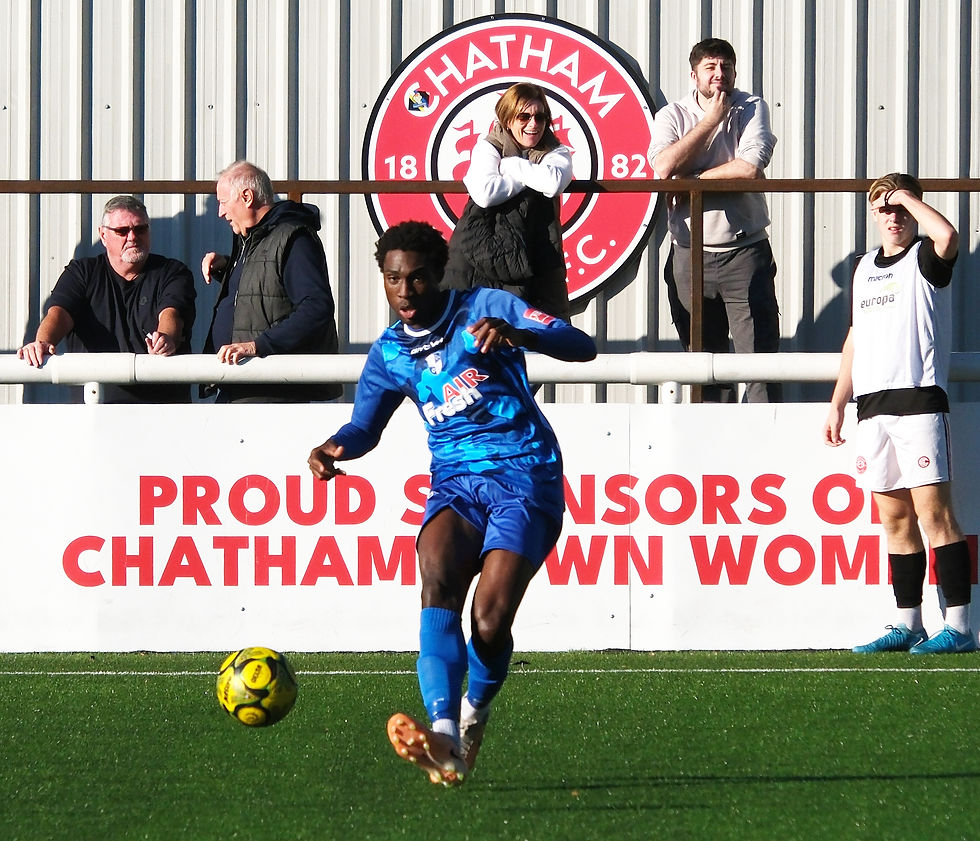 Ben Frempah passes the ball at Chatham Town (A) 24/25