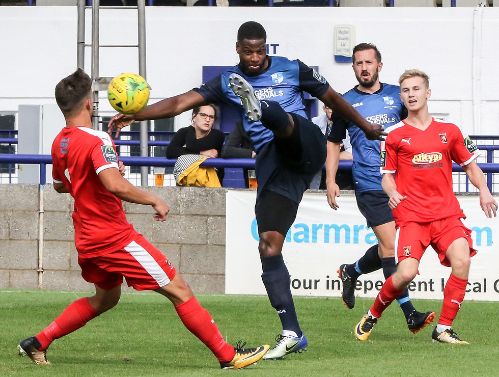 Ola Williams clears the ball vs Folkestone 2018/19