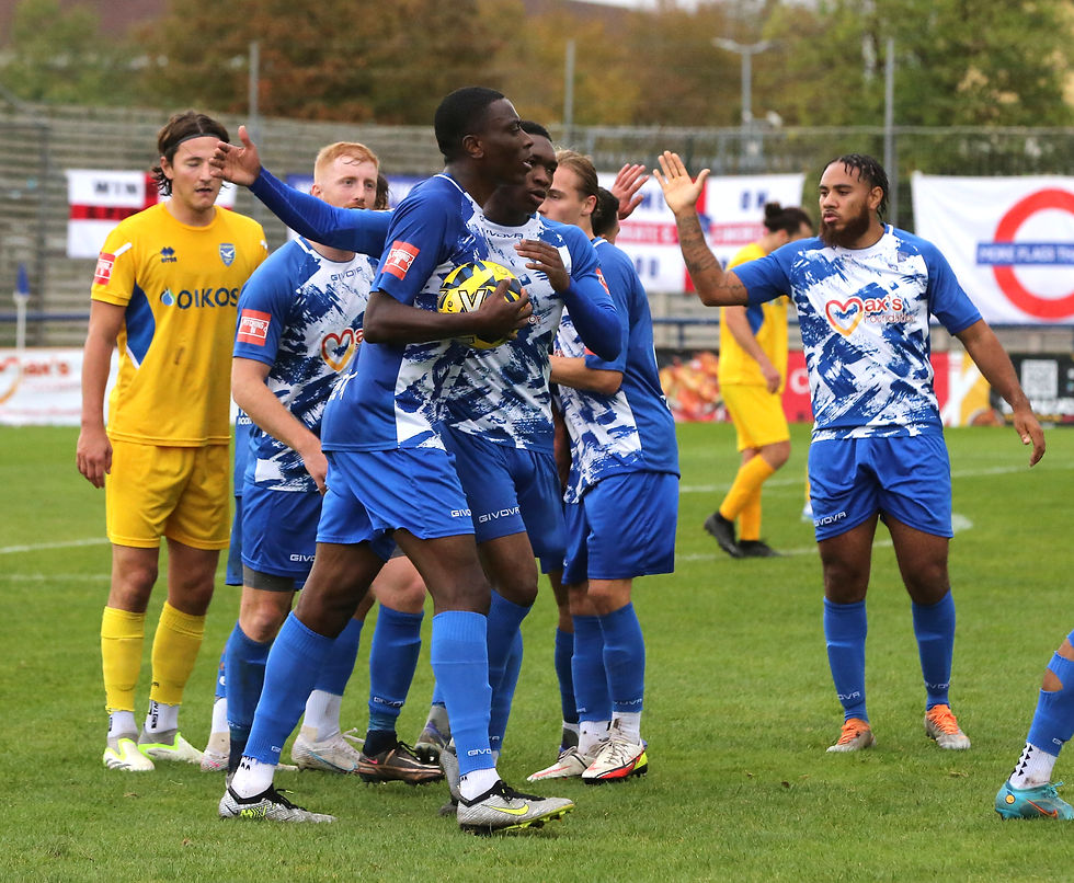 Anointed Chukwu celebrates against Canvey Island