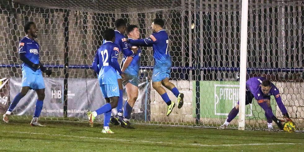 The Blues celebrate during a 4-1 win over Enfield Town in 2021/22
