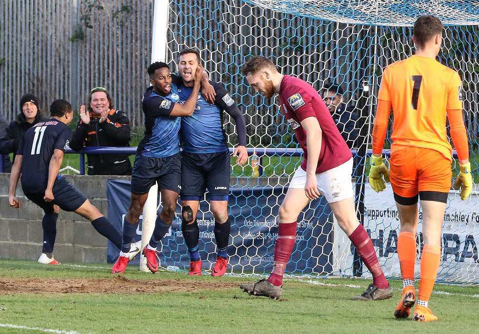 Ahmet Rifat celebrates a goal vs Potters Bar H 2018/19