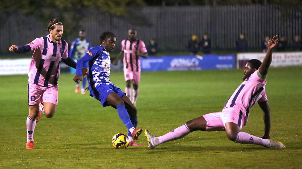 Matty Achuba on the ball against Dulwich Hamlet