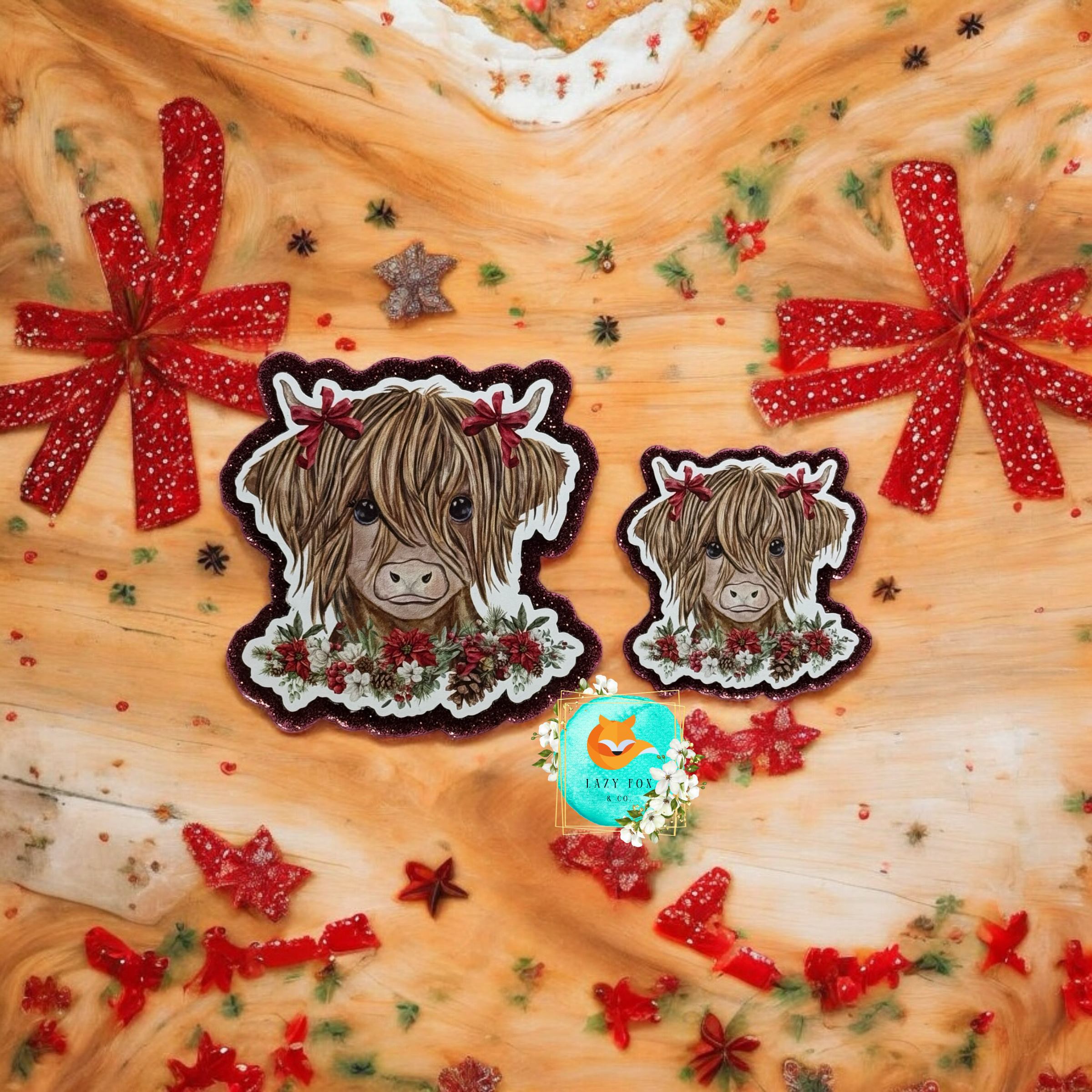Highland Cows w/ Bows Badge Topper (Interchangeable)