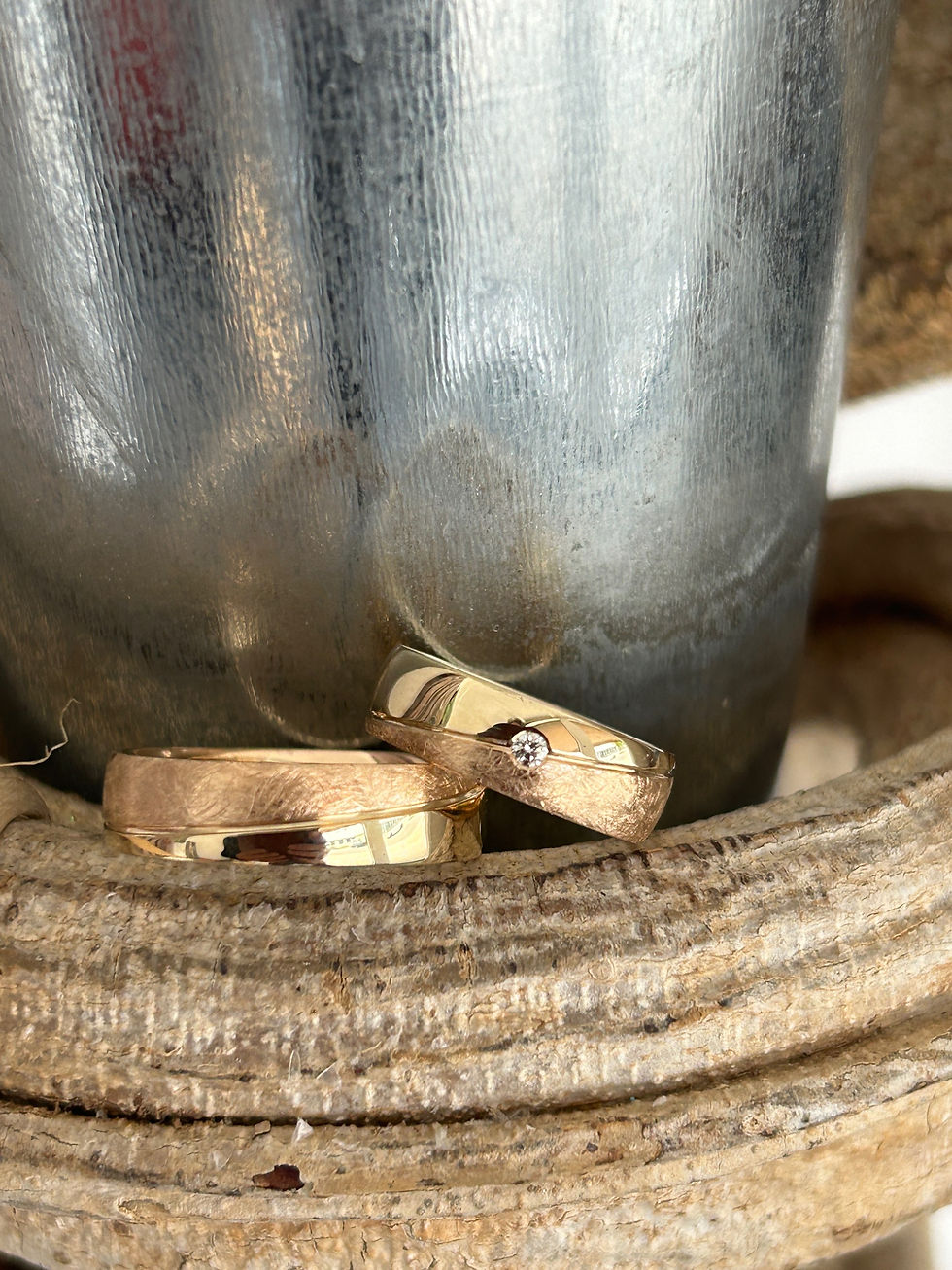 Trauringe zweifarbig 585 Rosé -und Gelbgold