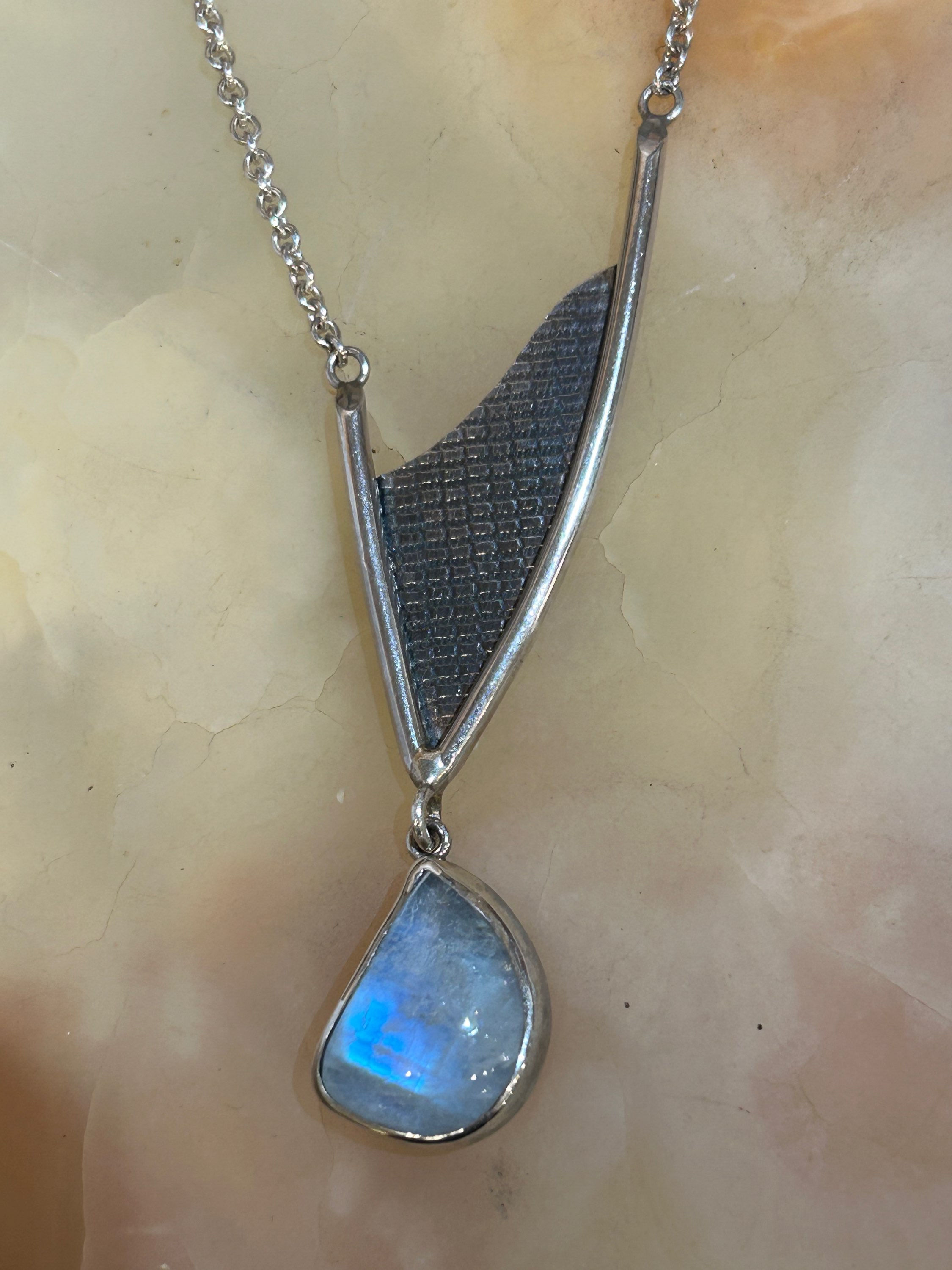 Collier Silber - weißer Labradorit 