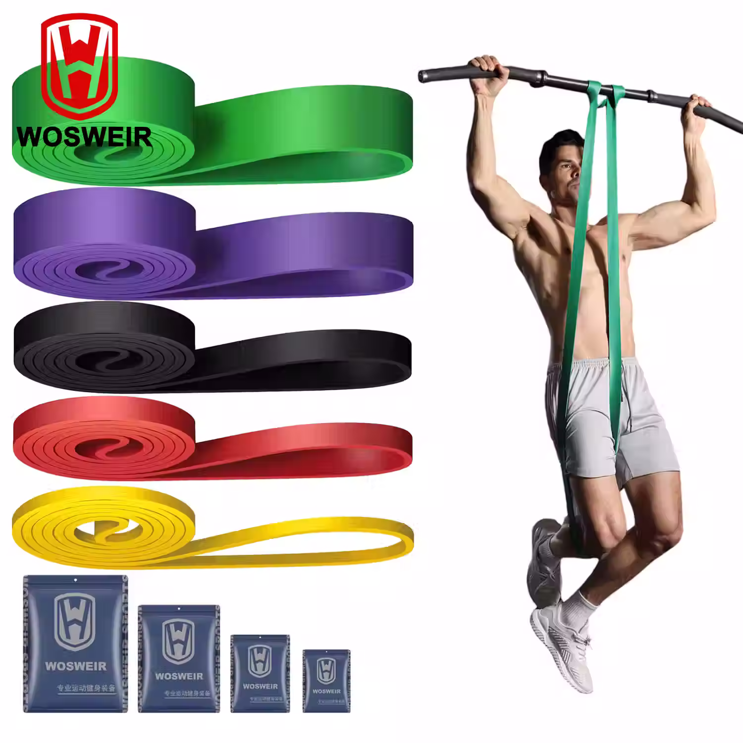 WOSWEIR Elastic Training Gum Resistência Bandas Ginásio Casa Fitness Expansor Yo