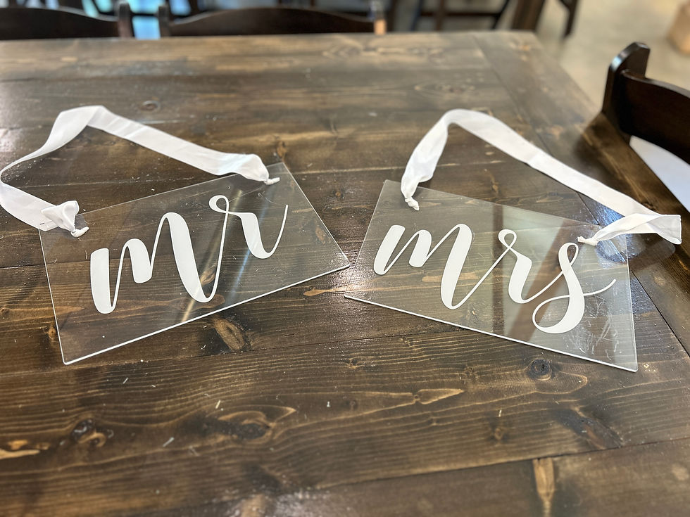 Mr and Mrs chair signs