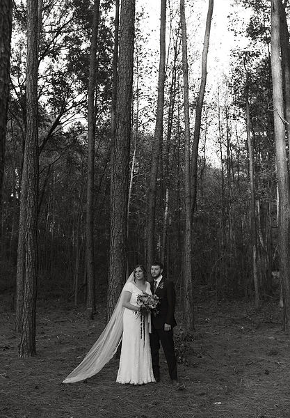 couple in pines