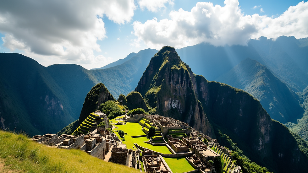 Blick auf Machu Picchu von einem hohen Punkt