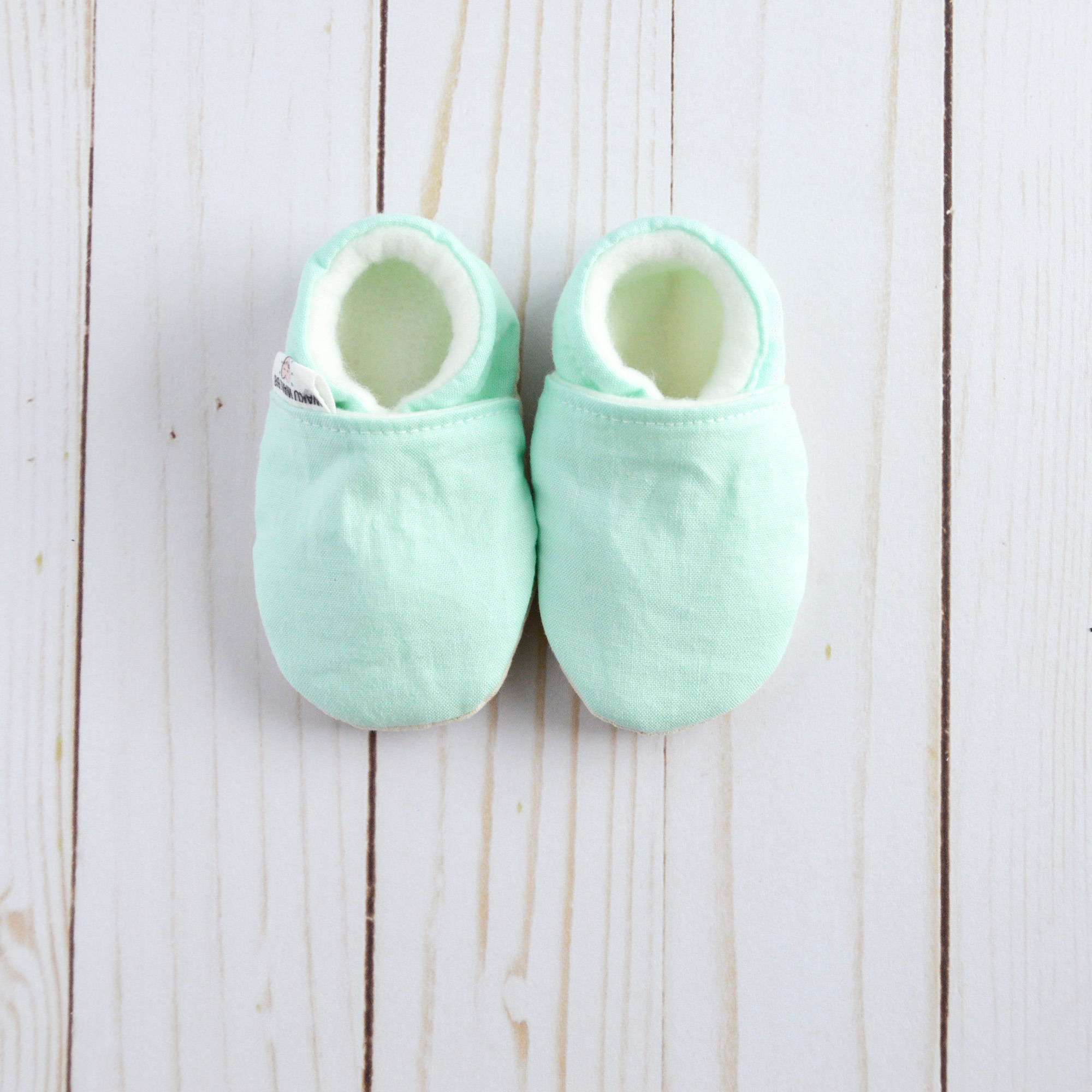 Solid Cotton Stay-On Shoes - Pastel Mint