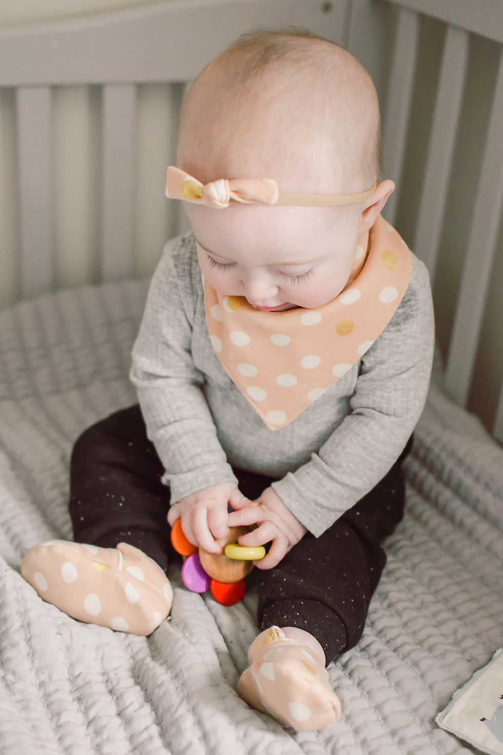 Thumbnail: Organic Cotton Hair Bow on Headband - Mint Dots