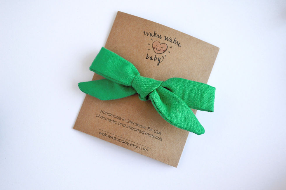 Thumbnail: School girl style hair bow in green on alligator clip