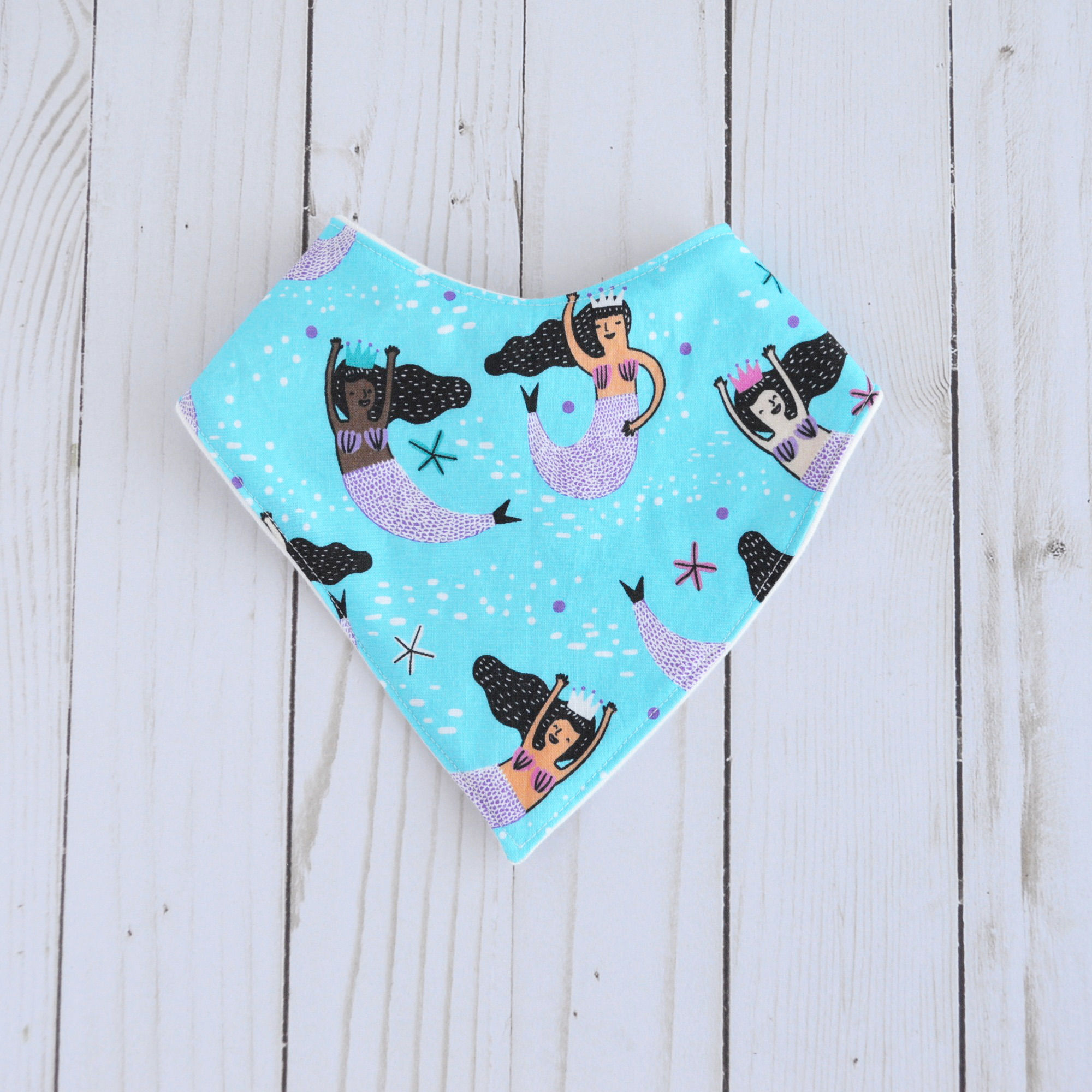 Cotton x Bamboo Bandana Bib - Aqua Mermaids