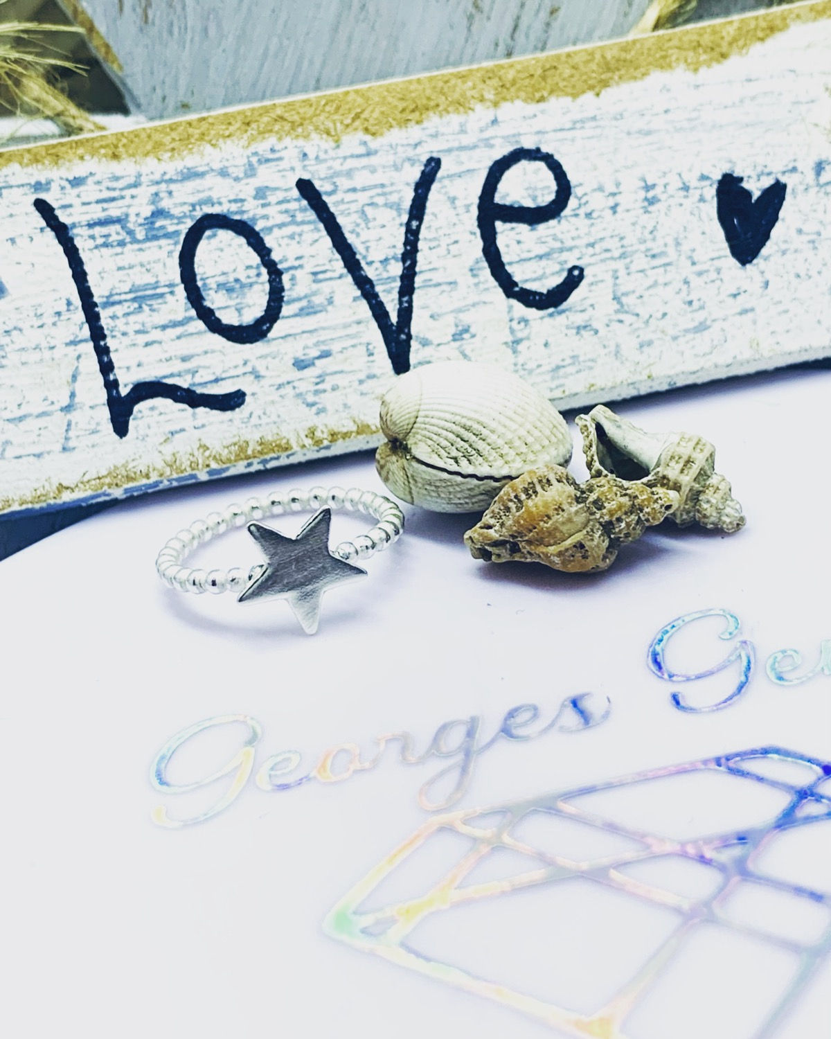 Beaded star ring 