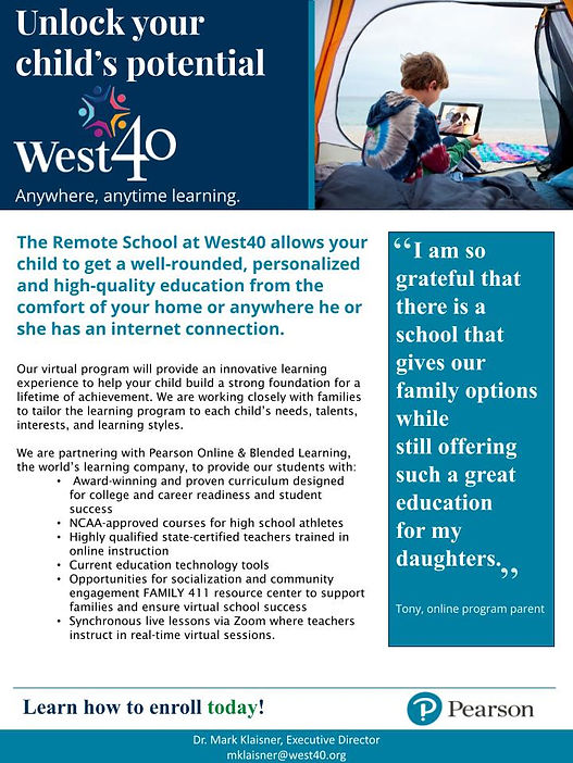 Unlock your child's potential, West40 Remote School offers personalized learning, Pearson.