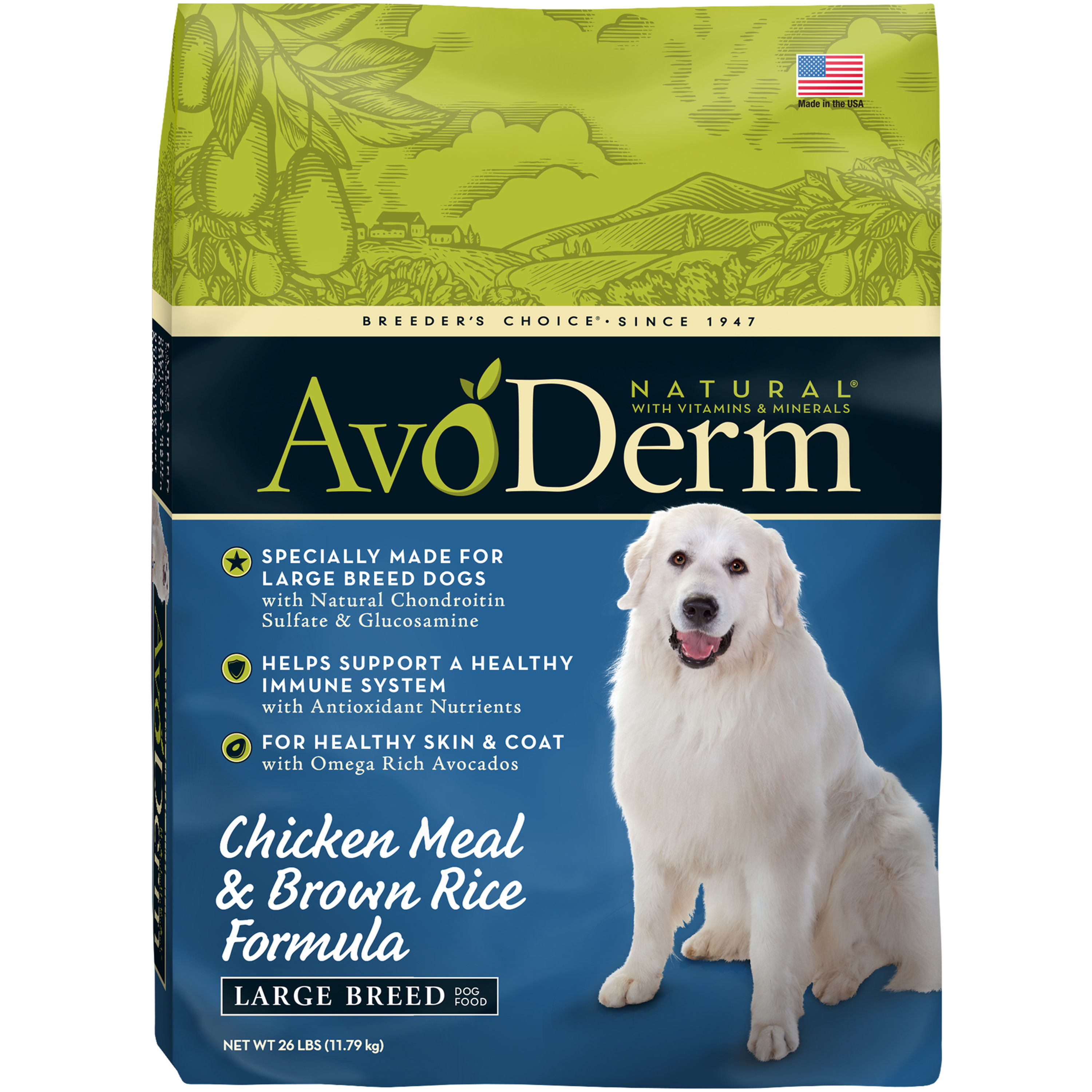 AvoDerm Natural Chicken Meal & Brown Rice Formula Large Breed Adult Dry Dog Food